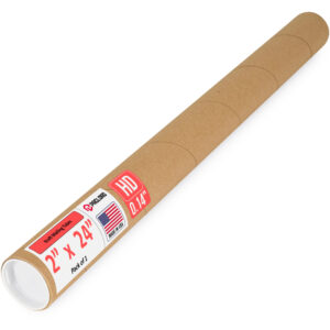 2" x 24" Made in USA Heavy Duty Reinforced Kraft Paper Mailing Tube, Pack of 1 - For Shipping and Storing Posters