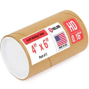 4" x 6" Made in USA Heavy Duty Reinforced Kraft Paper Mailing Tube, Pack of 1 - For Shipping and Storing Posters