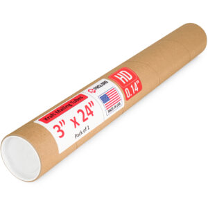 3" x 24" Made in USA Heavy Duty Reinforced Kraft Paper Mailing Tube, Pack of 1 (MT-324-HD)