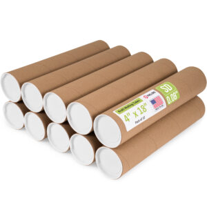 4" x 18" Made in USA Reinforced Kraft Paper Mailing Tubes, Pack of 10 (MT-418-10)
