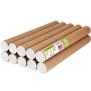 2" x 18" Made in USA Reinforced Kraft Paper Mailing Tubes, Pack of 10 (MT-218-10)