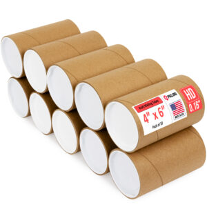 4" x 6" Made in USA Heavy Duty Reinforced Kraft Paper Mailing Tubes, Pack of 10 (MT-46-HD-10)