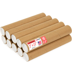 2" x 12" Made in USA Heavy Duty Reinforced Kraft Paper Mailing Tubes, Pack of 10 (MT-212-HD-10)