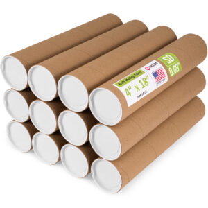 4" x 18" Made in USA Reinforced Kraft Paper Mailing Tubes, Pack of 12 (MT-418-12)