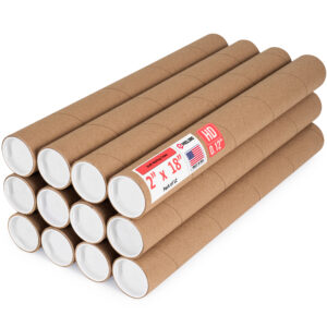2" x 18" Made in USA Heavy Duty Reinforced Kraft Paper Mailing Tubes, Pack of 12 (MT-218-HD-12)