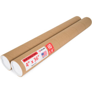 4" x 36" Made in USA Heavy Duty Reinforced Kraft Paper Mailing Tubes, Pack of 2 (MT-436-HD-2)