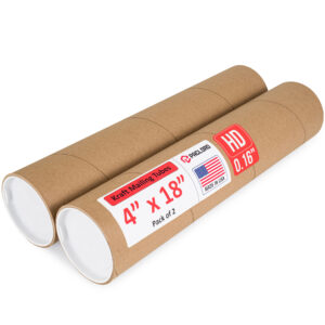 4" x 18" Made in USA Heavy Duty Reinforced Kraft Paper Mailing Tubes, Pack of 2 (MT-418-HD-2)