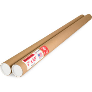 3" x 60" Made in USA Heavy Duty Reinforced Kraft Paper Mailing Tubes, Pack of 2 (MT-360-HD-2)