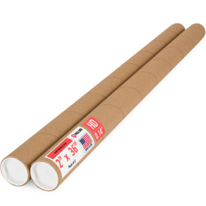 2" x 36" Made in USA Heavy Duty Reinforced Kraft Paper Mailing Tubes, Pack of 2 - For Shipping and Storing Posters