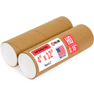 4" x 12" Made in USA Heavy Duty Reinforced Kraft Paper Mailing Tubes, Pack of 2 (MT-412-HD-2)