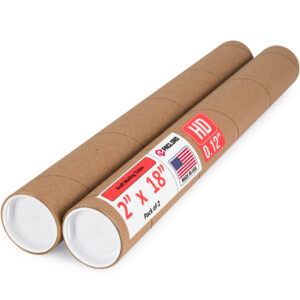 2" x 18" Made in USA Heavy Duty Reinforced Kraft Paper Mailing Tubes, Pack of 2 (MT-218-HD-2)