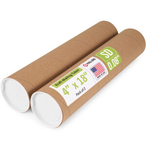 4" x 18" Made in USA Reinforced Kraft Paper Mailing Tubes, Pack of 2 (MT-418-2)