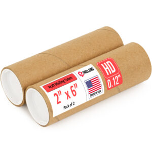 2" x 6" Made in USA Heavy Duty Reinforced Kraft Paper Mailing Tubes, Pack of 2 (MT-26-HD-2)