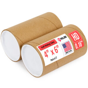 4" x 6" Made in USA Heavy Duty Reinforced Kraft Paper Mailing Tubes, Pack of 2 (MT-46-HD-2)
