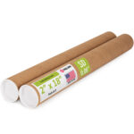 2" x 18" Made in USA Reinforced Kraft Paper Mailing Tubes, Pack of 2 (MT-218-2)