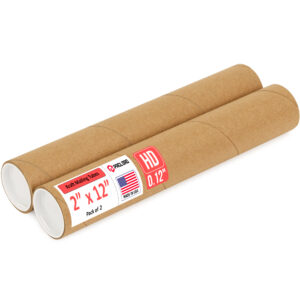 2" x 12" Made in USA Heavy Duty Reinforced Kraft Paper Mailing Tubes, Pack of 2 (MT-212-HD-2)