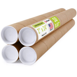 2" x 24" Made in USA Reinforced Kraft Paper Mailing Tubes, Pack of 4 (MT-224-4)