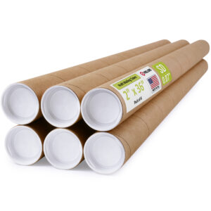 2" x 36" Made in USA Reinforced Kraft Paper Mailing Tubes, Pack of 6 (MT-236-6)