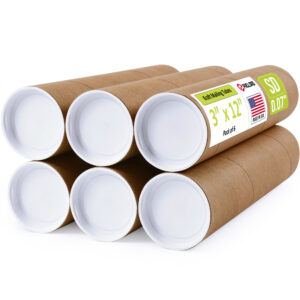 3" x 12" Made in USA Reinforced Kraft Paper Mailing Tubes, Pack of 6 (MT-312-6)
