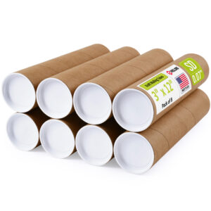 3" x 12" Made in USA Reinforced Kraft Paper Mailing Tubes, Pack of 8 (MT-312-8)
