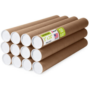 3" x 24" Made in USA Reinforced Kraft Paper Mailing Tubes, Pack of 12 (MT-324-12)