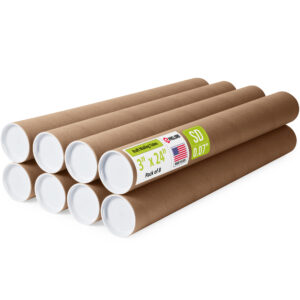 3" x 24" Made in USA Reinforced Kraft Paper Mailing Tubes, Pack of 8 (MT-324-8)