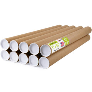 3" x 36" Made in USA Reinforced Kraft Paper Mailing Tubes, Pack of 10 (MT-336-10)