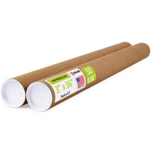 3" x 36" Made in USA Reinforced Kraft Paper Mailing Tubes, Pack of 2 (MT-336-2)