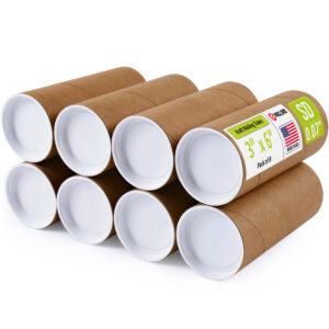 3" x 6" Made in USA Reinforced Kraft Paper Mailing Tubes, Pack of 8 (MT-36-8)