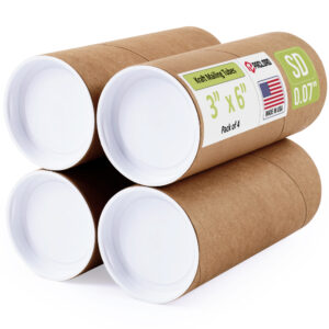 3" x 6" Made in USA Reinforced Kraft Paper Mailing Tubes, Pack of 4 (MT-36-4)