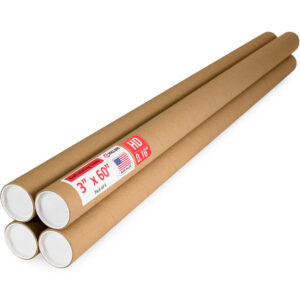 3" x 60" Made in USA Heavy Duty Reinforced Kraft Paper Mailing Tubes, Pack of 4  (MT-360-HD-4)