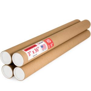 3" x 36" Made in USA Heavy Duty Reinforced Kraft Paper Mailing Tubes, Pack of 4 (MT-336-HD-4)