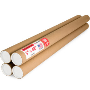 3" x 48" Made in USA Heavy Duty Reinforced Kraft Paper Mailing Tubes, Pack of 4 (MT-348-HD-4)