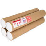 4" x 24" Made in USA Heavy Duty Reinforced Kraft Paper Mailing Tubes, Pack of 4 (MT-424-HD-4)