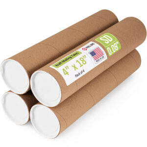 4" x 18" Made in USA Reinforced Kraft Paper Mailing Tubes, Pack of 4 (MT-418-4)