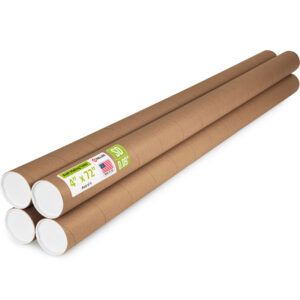 4" x 72" Made in USA Reinforced Kraft Paper Mailing Tubes, Pack of 4 (MT-472-4)