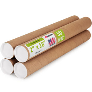 2" x 18" Made in USA Reinforced Kraft Paper Mailing Tubes, Pack of 4 (MT-218-4)