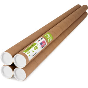2" x 48" Made in USA Reinforced Kraft Paper Mailing Tubes, Pack of 4 (MT-248-4)