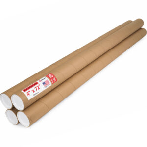 4" x 72" Made in USA Heavy Duty Reinforced Kraft Paper Mailing Tubes, Pack of 4 (MT-472-HD-4)