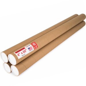 4" x 60" Made in USA Heavy Duty Reinforced Kraft Paper Mailing Tubes, Pack of 4 (MT-460-HD-4)
