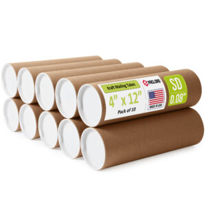 4" x 12" Made in USA Reinforced Kraft Paper Mailing Tubes, Pack of 10 (MT-412-10)