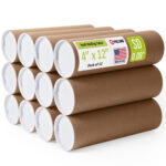 4" x 12" Made in USA Reinforced Kraft Paper Mailing Tubes, Pack of 12 (MT-412-12)
