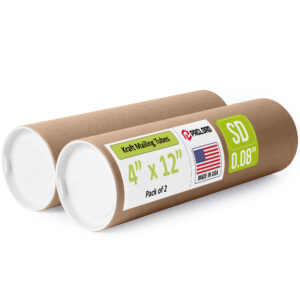 4" x 12" Made in USA Reinforced Kraft Paper Mailing Tubes, Pack of 2 (MT-412-2)
