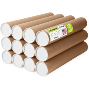 4" x 24" Made in USA Reinforced Kraft Paper Mailing Tubes, Pack of 12 (MT-424-12)