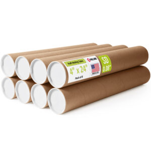4" x 24" Made in USA Reinforced Kraft Paper Mailing Tubes, Pack of 8 (MT-424-8)