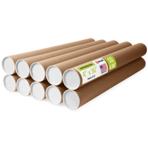 4" x 36" Made in USA Reinforced Kraft Paper Mailing Tubes, Pack of 10 (MT-436-10)