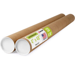 4" x 48" Made in USA Reinforced Kraft Paper Mailing Tubes, Pack of 2 - For Shipping and Storing Posters