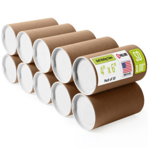 4" x 6" Made in USA Reinforced Kraft Paper Mailing Tubes, Pack of 10 (MT-46-10)