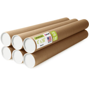 4" x 36" Made in USA Reinforced Kraft Paper Mailing Tubes, Pack of 6 (MT-436-6)