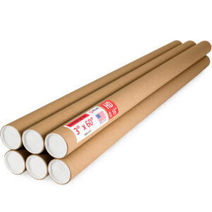 3" x 60" Made in USA Heavy Duty Reinforced Kraft Paper Mailing Tubes, Pack of 6 (MT-360-HD-6)